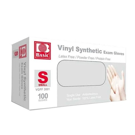 Zoro Select Disposable Gloves, Vinyl Synthetic, 4 mil, Latex-Free, Powder-Free, Clear, S, 10 boxes of 100 VinylSB